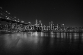 Naklejki Brooklyn Bridge at night, New York