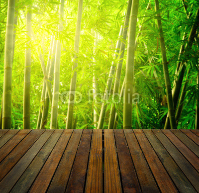 bamboo forest with ray of lights and plank woods, suitable for p