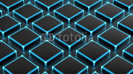 Fototapety Black cube background with glow and lattice. 3d illustration, 3d rendering.