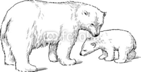 Naklejki white bear with cub