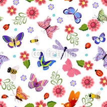 Obrazy i plakaty Cute seamless texture with flying insects