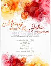 Wedding invitation template with abstract roses