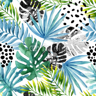 Hand drawn abstract tropical summer background