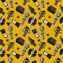 Fototapety Seamless pattern with music elements. Rock and roll background