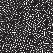 Obrazy i plakaty Geometric background with straight lines. Memphis style seamless pattern. Black and white, vector illustration