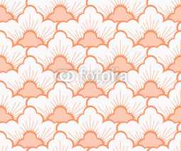 stylized pine forest orange pink japanese style seamless