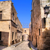Naklejki Medieval Street of the Knights, Old Town of Rhodes, Greece