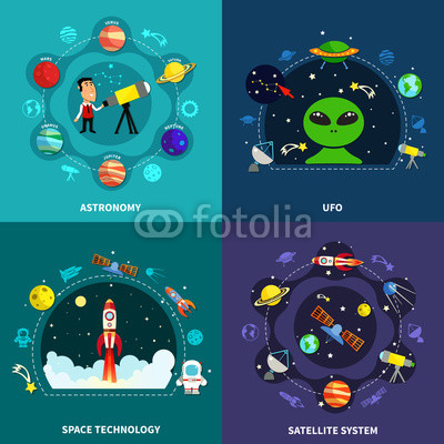 Space Exploration Concept Icons Set 