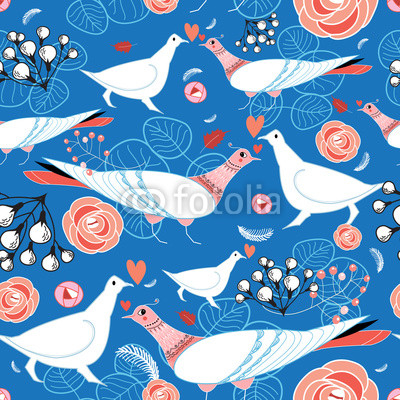 bright pattern with flowers and birds
