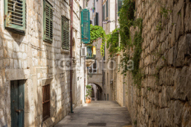 Narrow, empty and idyllic alley at the Old Town in Dubrovnik, Croatia.