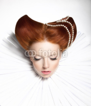 Fototapety Theatre. Woman in Medieval Frill - Retro Hairstyle. Fantasy