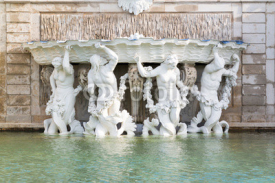 Baroque sculptures of fountain in Belvedere gardens in Vienna, Austria