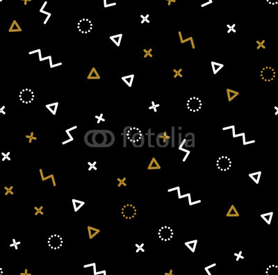 Pattern with gold and white triangles. Background can be used for fabric, poster, invitation. Modern simple style