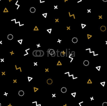 Obrazy i plakaty Pattern with gold and white triangles. Background can be used for fabric, poster, invitation. Modern simple style