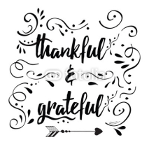 Obrazy i plakaty Thankful grateful vector hand drawn card decorated floral ornament
