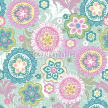 Naklejki Pastel ethnic floral seamless background