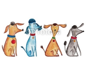 Naklejki Dogs. Watercolors on paper