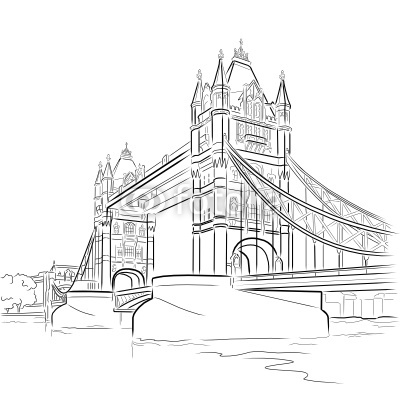 Vector drawing of Tower bridge, London, UK