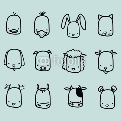 Vector illustration of animal faces.