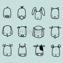 Fototapety Vector illustration of animal faces.