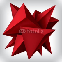 Fototapety Volume geometric shape, 3d red crystals, abstraction low polygons object, vector design forms