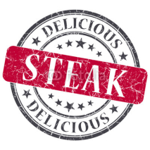 Naklejki Steak red round grungy stamp isolated on white background