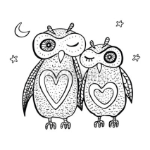 Naklejki Two cute decorative owls.