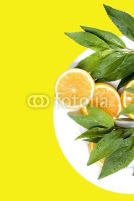 Orange on yellow background