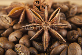 Fototapety grains of coffee and seasoning