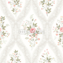 Naklejki seamless floral pattern with lace and  floral bouquet