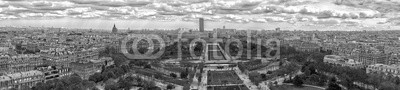 Paris aerial view landscape panorama in b&w