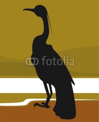 Illustration of silhouette of  bird sitting alone