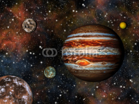 3D Solar System. Jupiter and its 4 largest moons.