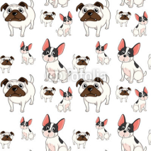 Naklejki Seamless background design with pug dogs