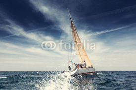 Fototapety Sailing ship yachts with white sails