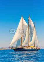 Fototapety A Big 3 mast classic sailing boat in Spetses island in Greece
