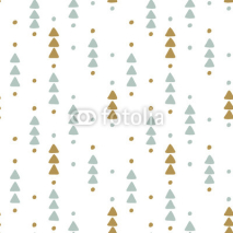 Fototapety Seamless hand drawn geometric tribal pattern with triangles and dots. Vector navajo design.