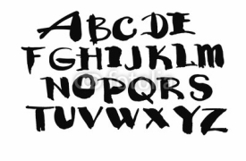 Naklejki Watercolor hand drawn alphabet. Vector illustration. Brush