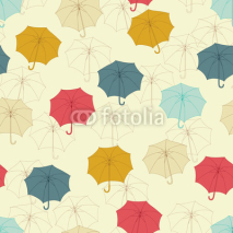 Naklejki Seamless pattern with cute umbrellas. Vector illustration.