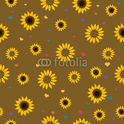 Seamless Vector Pattern with Abstract Sunflowers