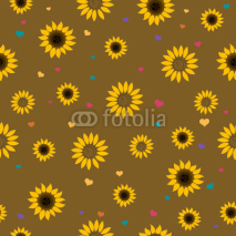 Fototapety Seamless Vector Pattern with Abstract Sunflowers