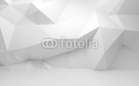 Naklejki Abstract white 3d interior with polygonal pattern on the wall