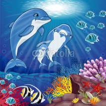 Obrazy i plakaty Dolphins on the bottom of the sea
