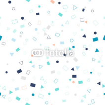 Fototapety Seamless bright pattern of geometric shapes on a white background. A rain of figures.