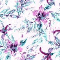 Fototapety Watercolor Flowers Seamless Pattern. Artistic Background.