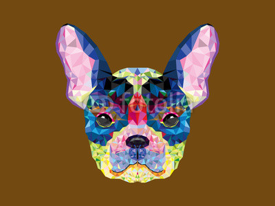 French bulldog head in geometric pattern