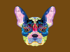 Naklejki French bulldog head in geometric pattern