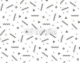 Obrazy i plakaty Geometric pattern with zigzags. Black and white background for the cover of the Memphis style or background