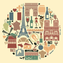 Fototapety Symbols of France in the form of a circle