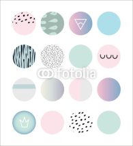Obrazy i plakaty Collection vector circles with different elements. Followed with elements mempship and gradient. Illustrator can use a poster, flyer, cover.